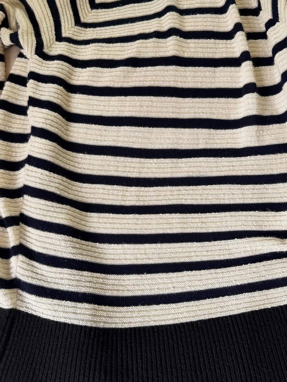 The Row Navy and Cream Striped Shawl Collar Cardigan - Picture 8 of 9